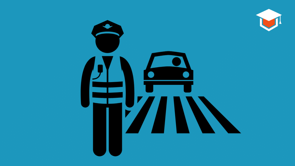 A Traffic Police is doing his duty